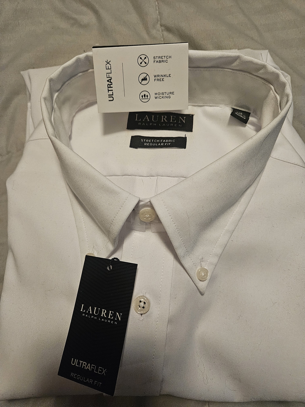 Ralph Lauren UltraFlex Men’s White Button-Down Dress Shirt NWT